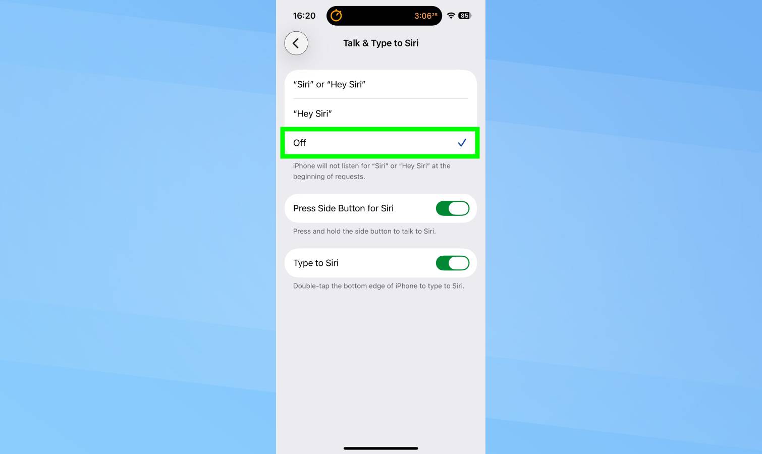Parlez et amp;amp; Écrire sur Siri est désactivé
