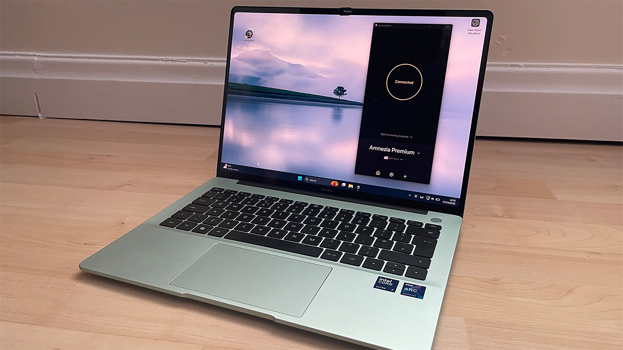 AmneziaVPN ouvert sur un ordinateur portable Windows