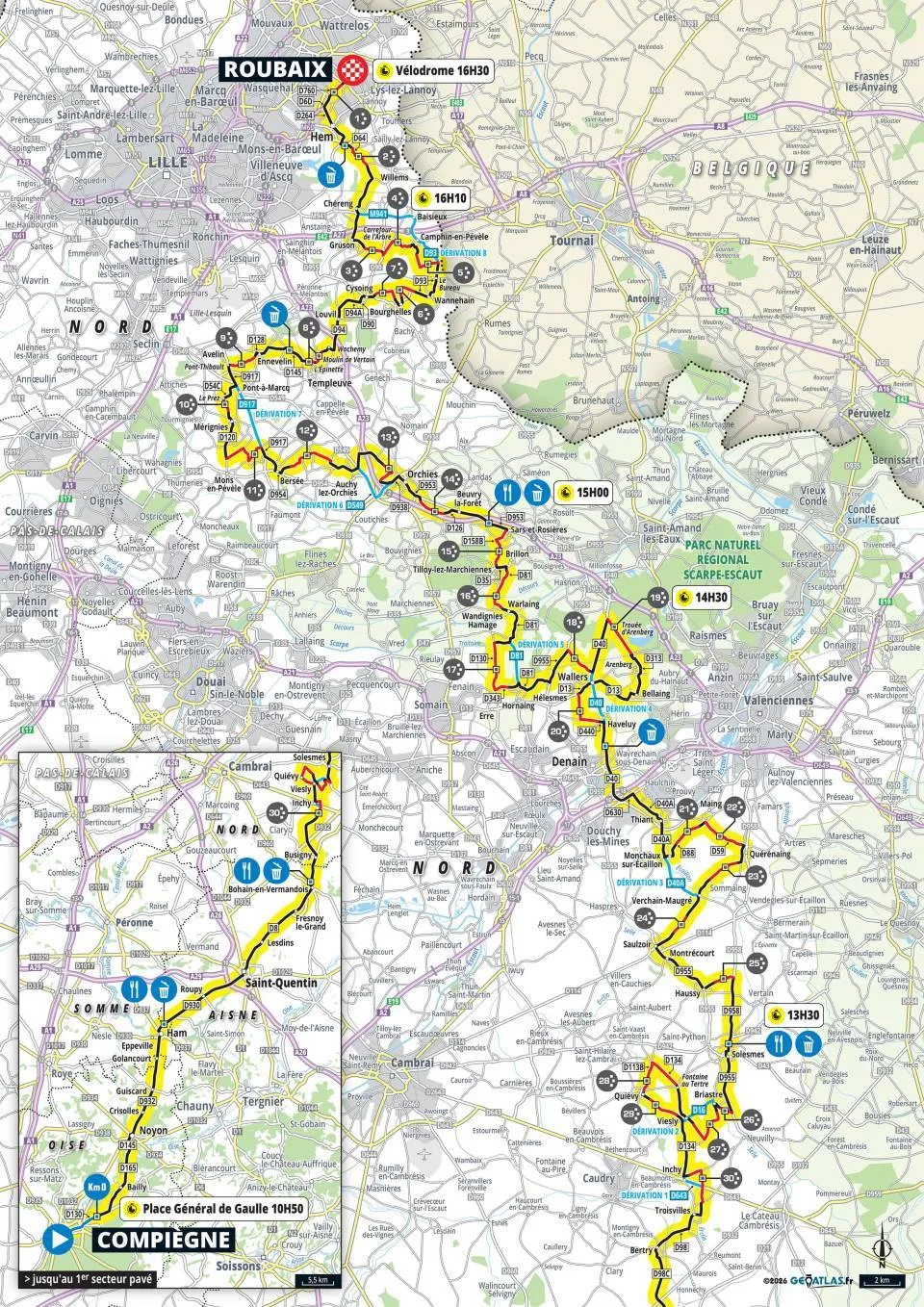 Parcours Paris-Roubaix 2026