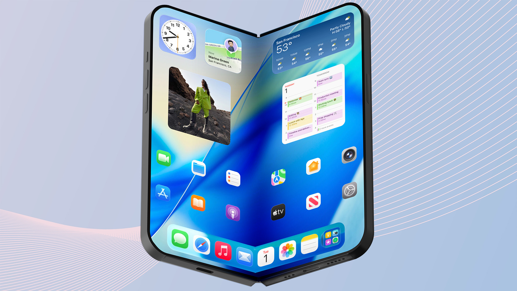 Un rendu du prochain appareil pliable iPhone potentiel