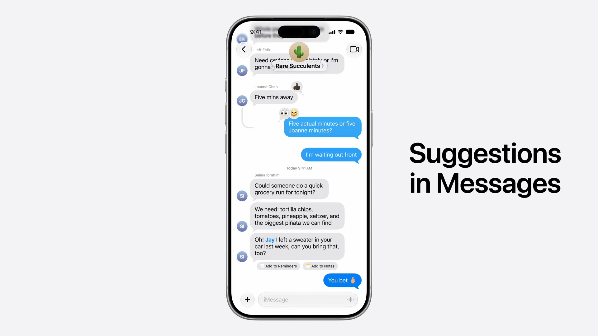 Suggestions dans les messages