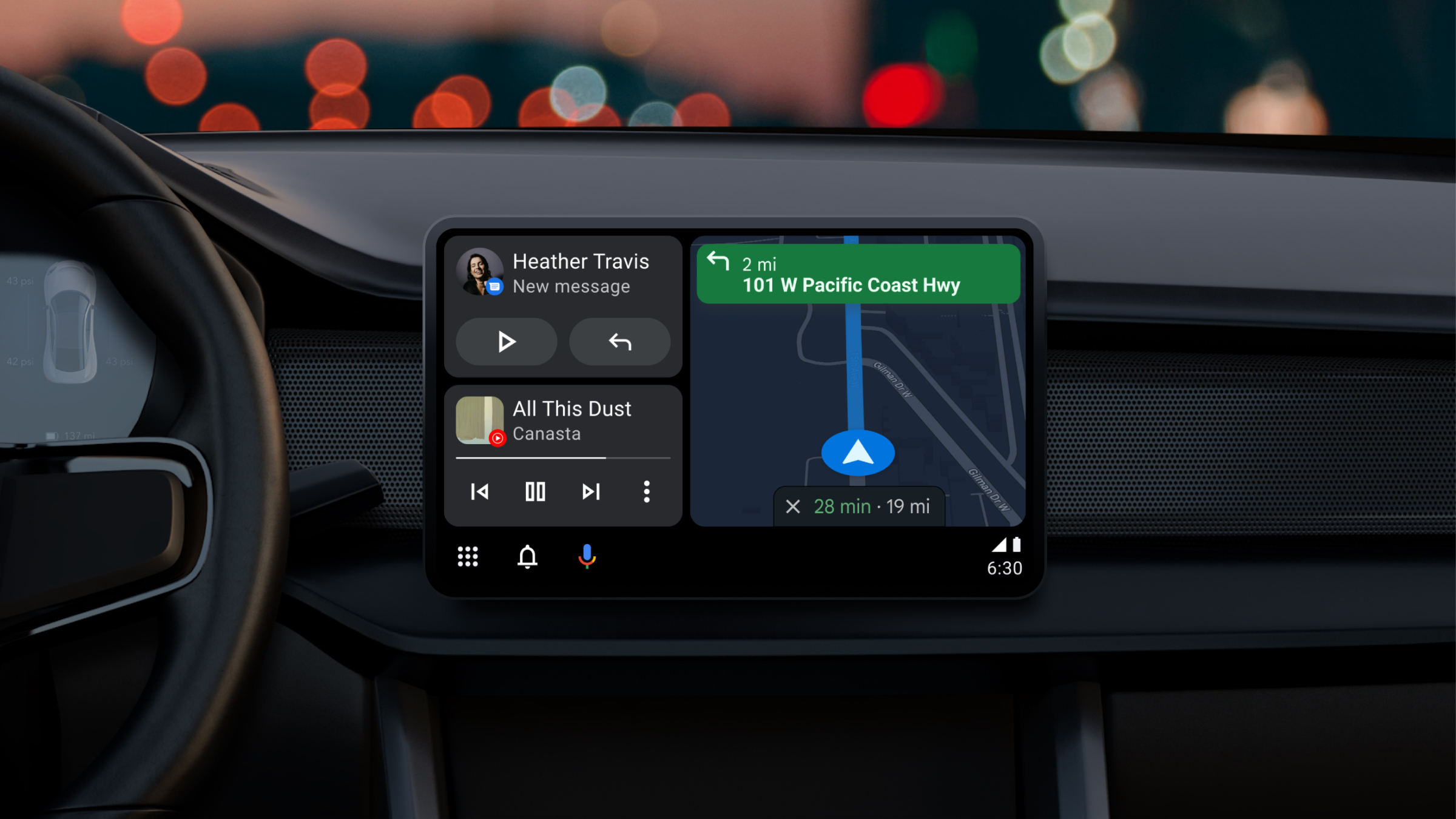 Exemple d'interface utilisateur actualisée d'Android Auto