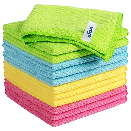 Chiffon de nettoyage en microfibre Mr.siga, paquet de 12, taille : 12,6 pouces. X 12,6