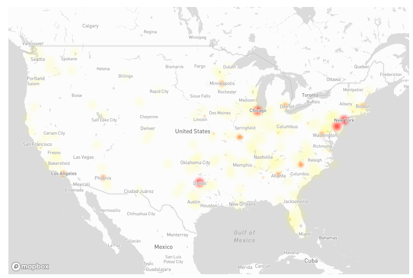 Carte DownDetector de la panne de Facebook
