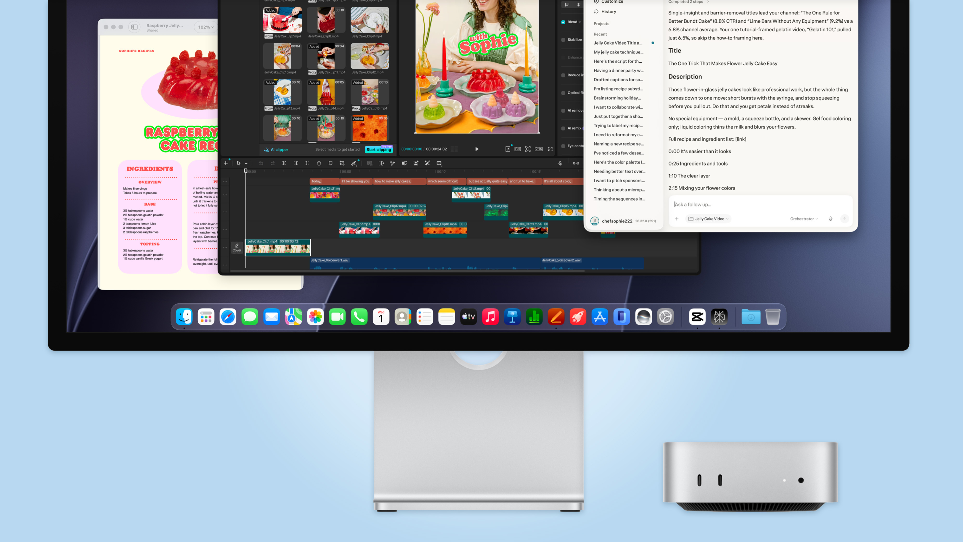 Le nouveau Mac mini avec M6 à côté d'un Studio Display