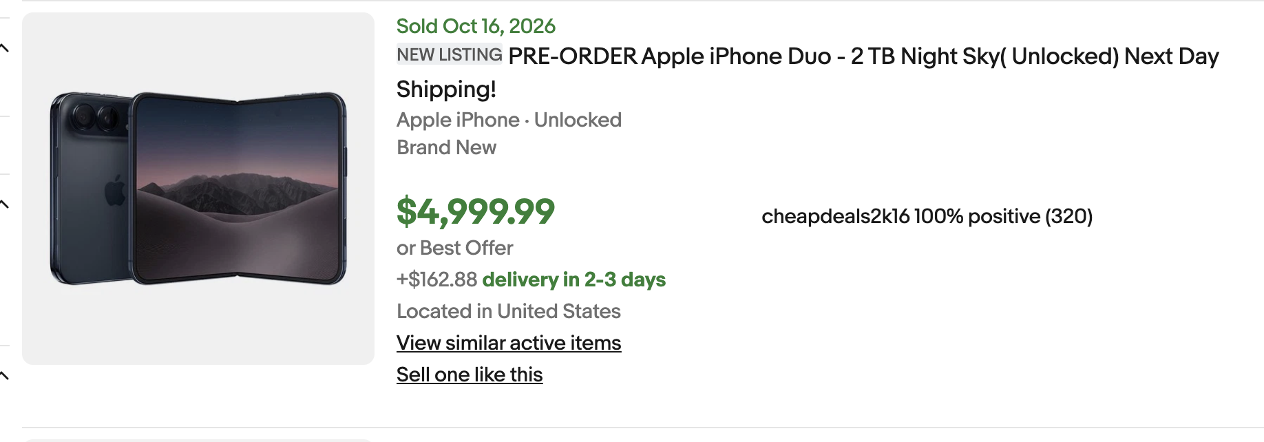 Une vente de 4 999 $ de l'iPhone Duo 2 To