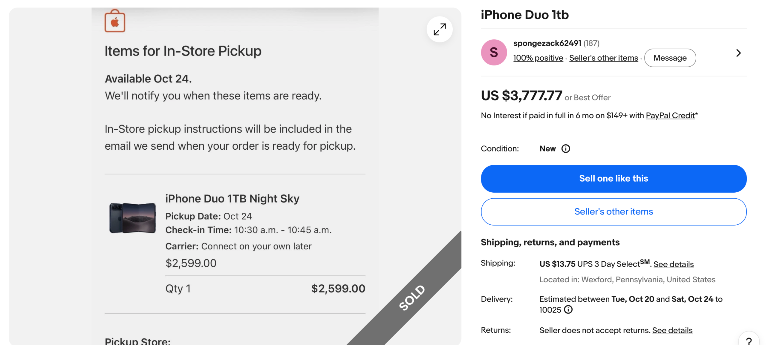 Vente eBay iPhone Duo