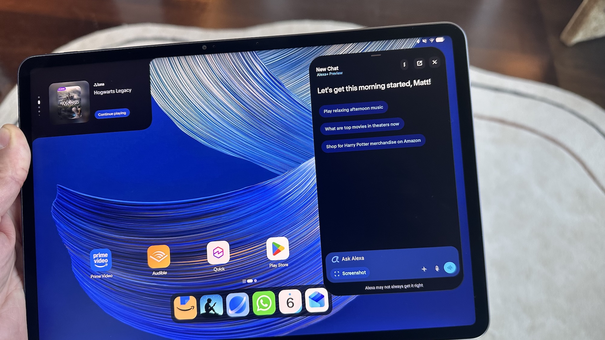 Widget Alexa+ sur la tablette Amazon Alexa
