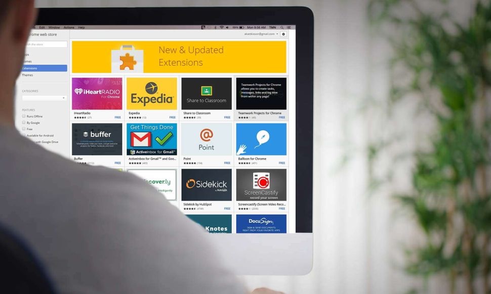 Un ordinateur affichant le Chrome Web Store