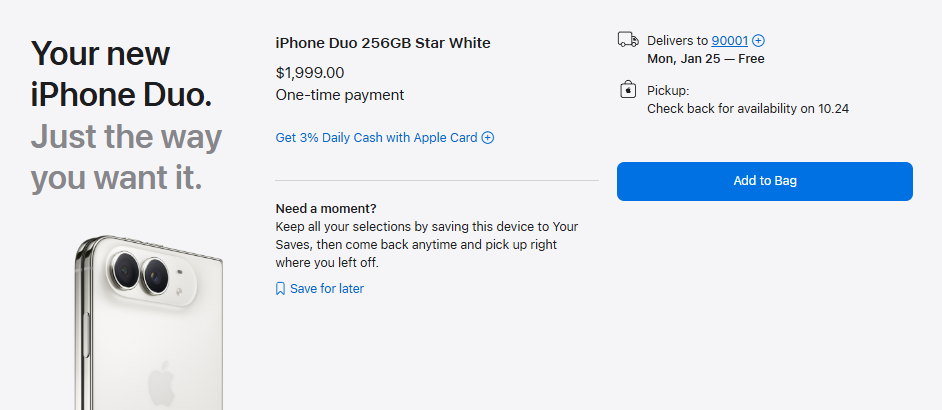 Retard de livraison de l'iPhone Duo